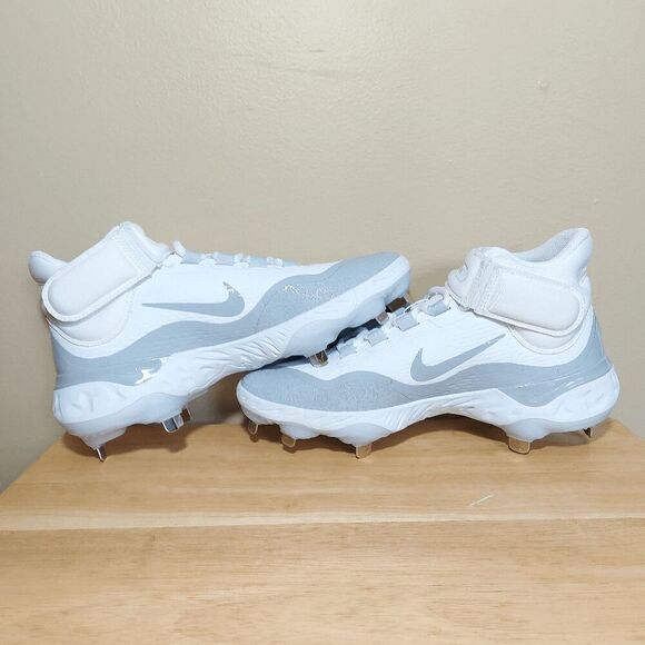 Nike Alpha Huarache Elite 4 Mid Metal Baseball Cleats Grey FD2744-102 Men's 7.5 - Picture 4 of 7
